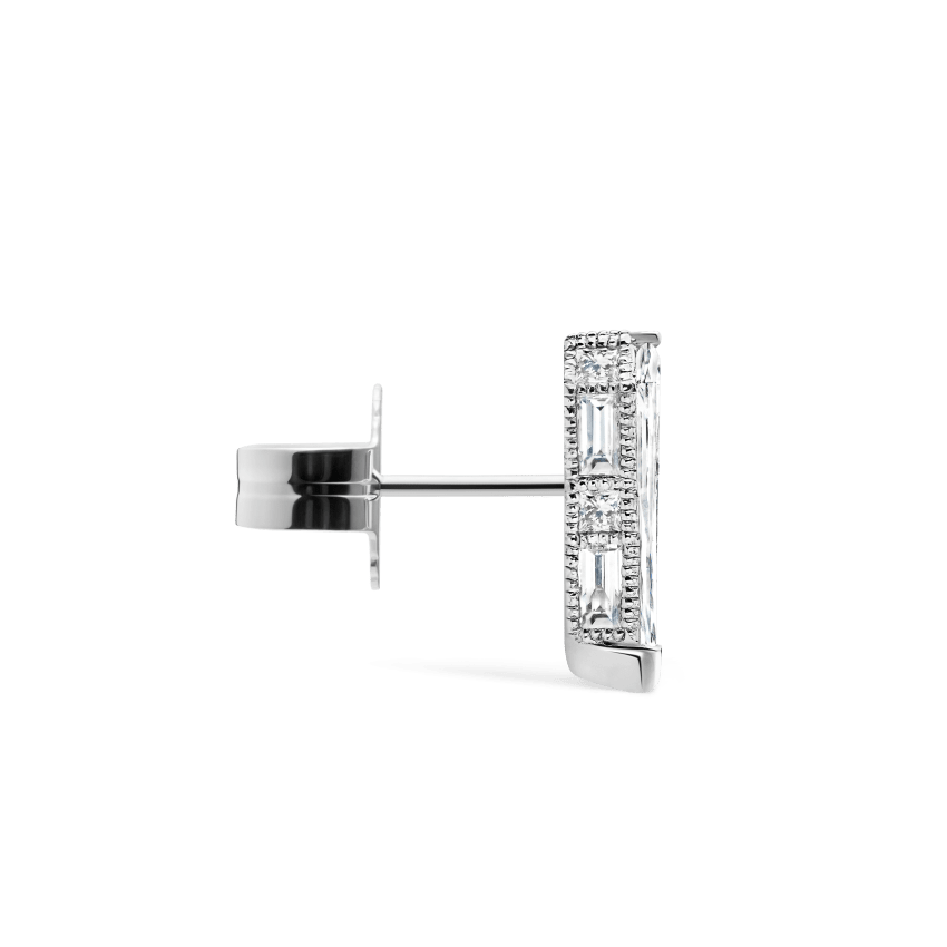 Engraved Silhouette Diamond Stud Earring