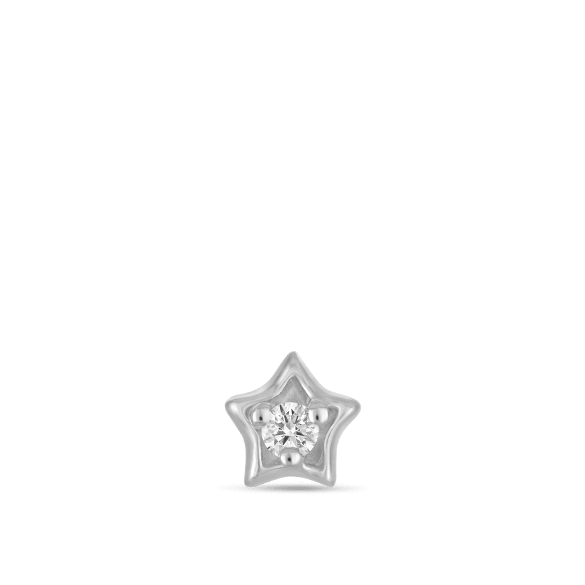 Diamond Solitaire Star Threaded Stud Earring