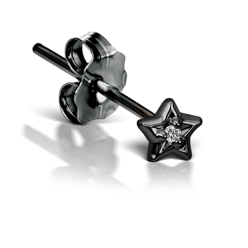 Diamond Solitaire Star Stud Earring
