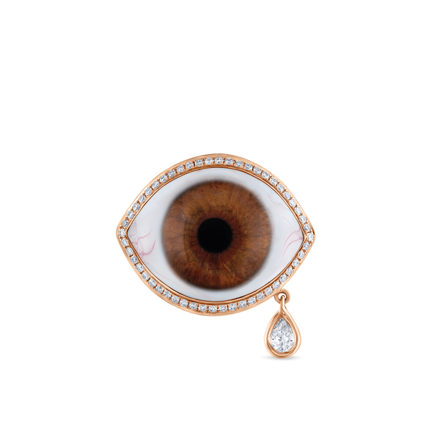 Diamond Halo Teardrop Eye Finger Ring