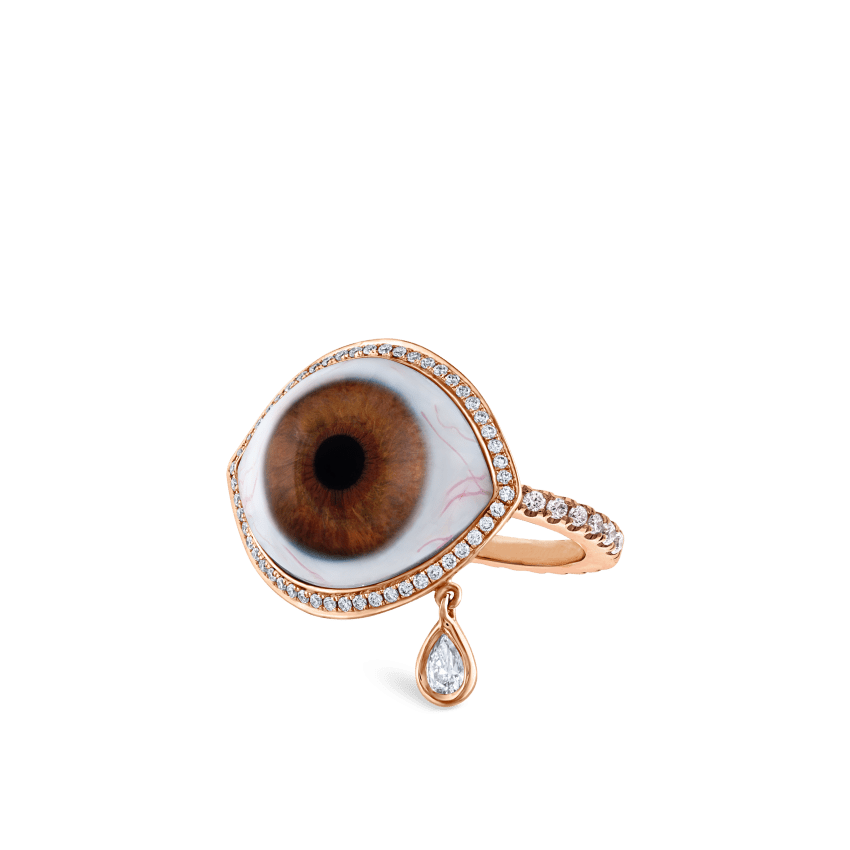 Diamond Halo Teardrop Eye Finger Ring