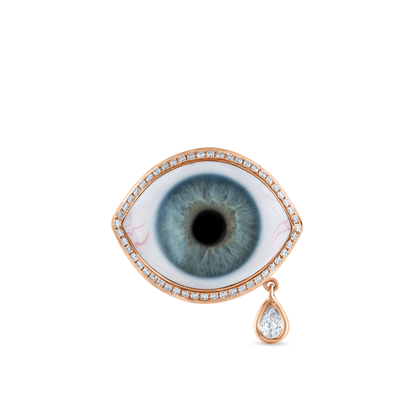 Diamond Halo Teardrop Eye Finger Ring