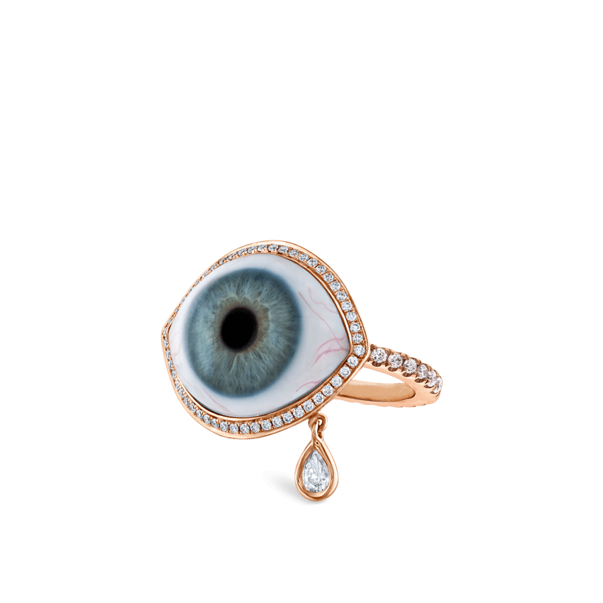 Diamond Halo Teardrop Eye Finger Ring