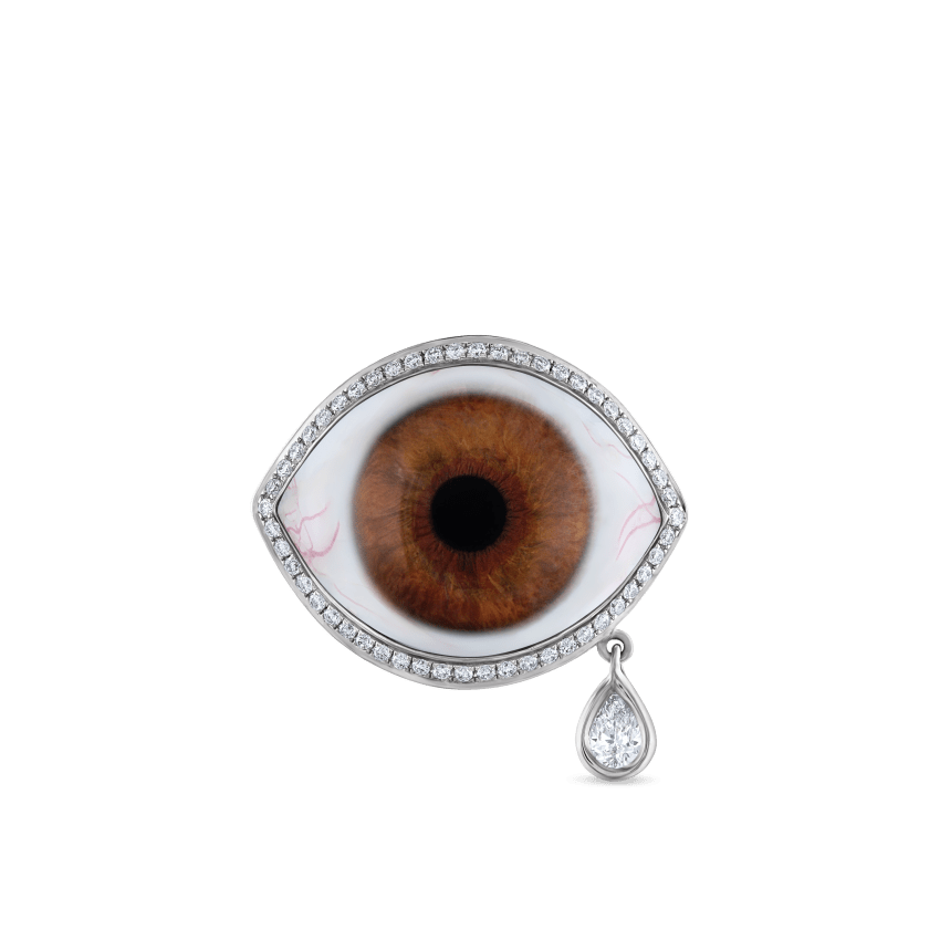 Diamond Halo Teardrop Eye Finger Ring