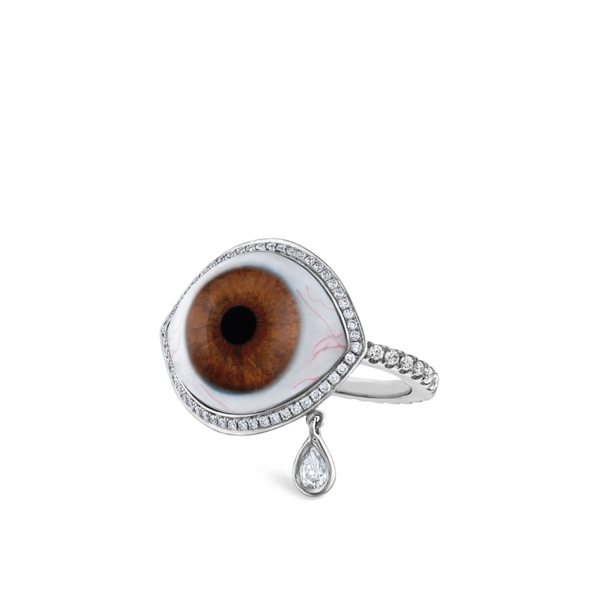 Diamond Halo Teardrop Eye Finger Ring