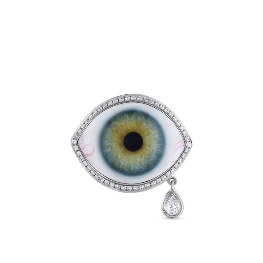 Diamond Halo Teardrop Eye Finger Ring