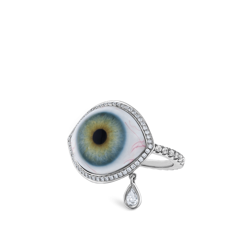 Diamond Halo Teardrop Eye Finger Ring