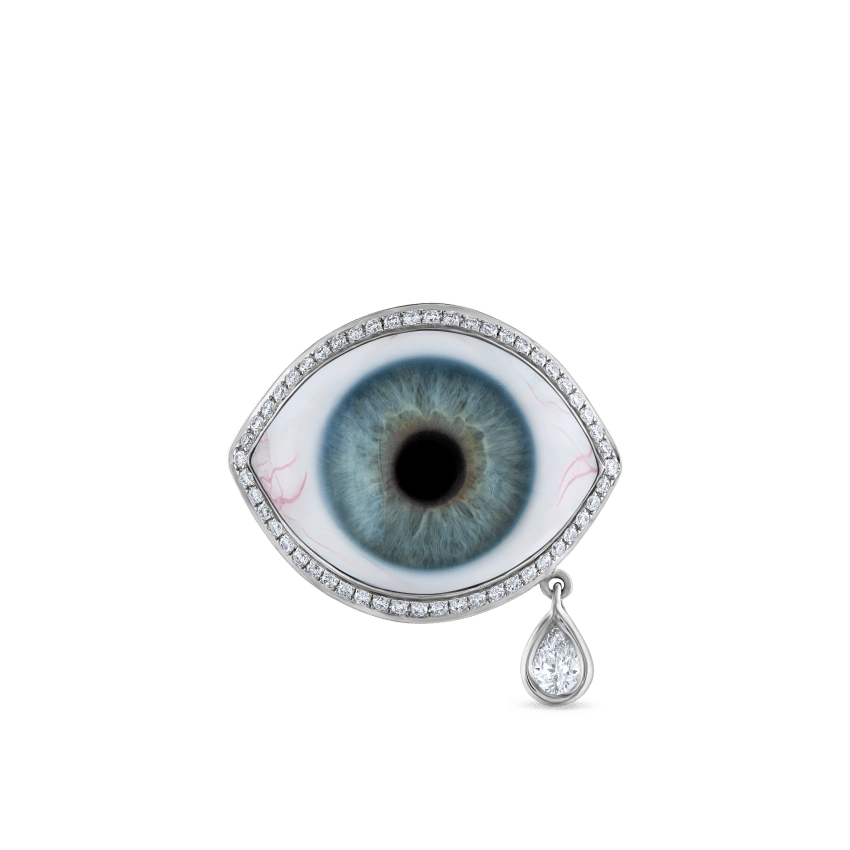 Diamond Halo Teardrop Eye Finger Ring