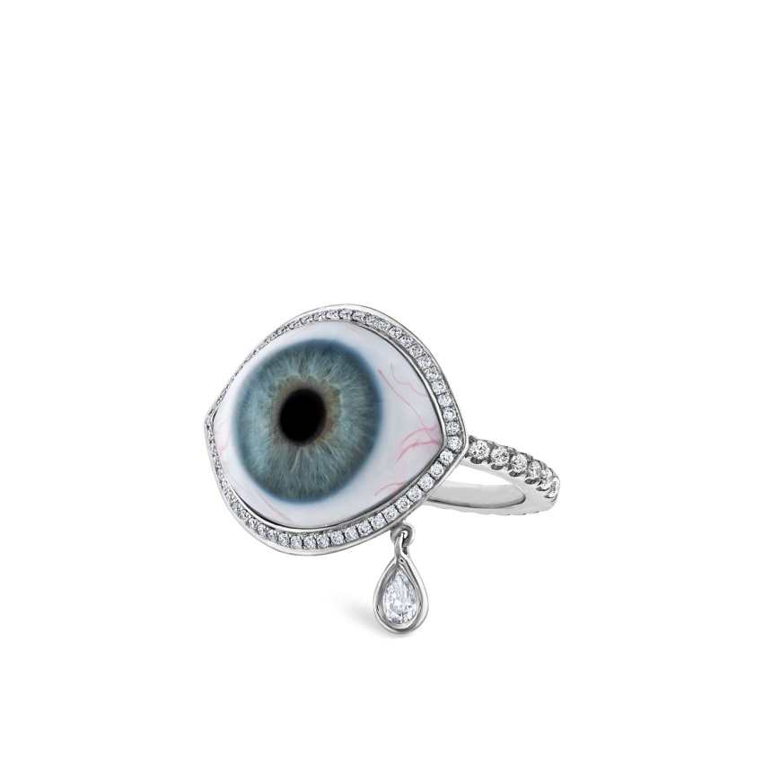 Diamond Halo Teardrop Eye Finger Ring