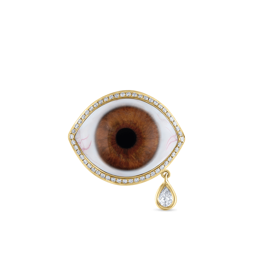 Diamond Halo Teardrop Eye Finger Ring