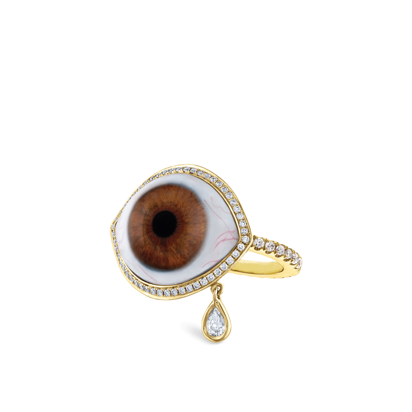 Diamond Halo Teardrop Eye Finger Ring