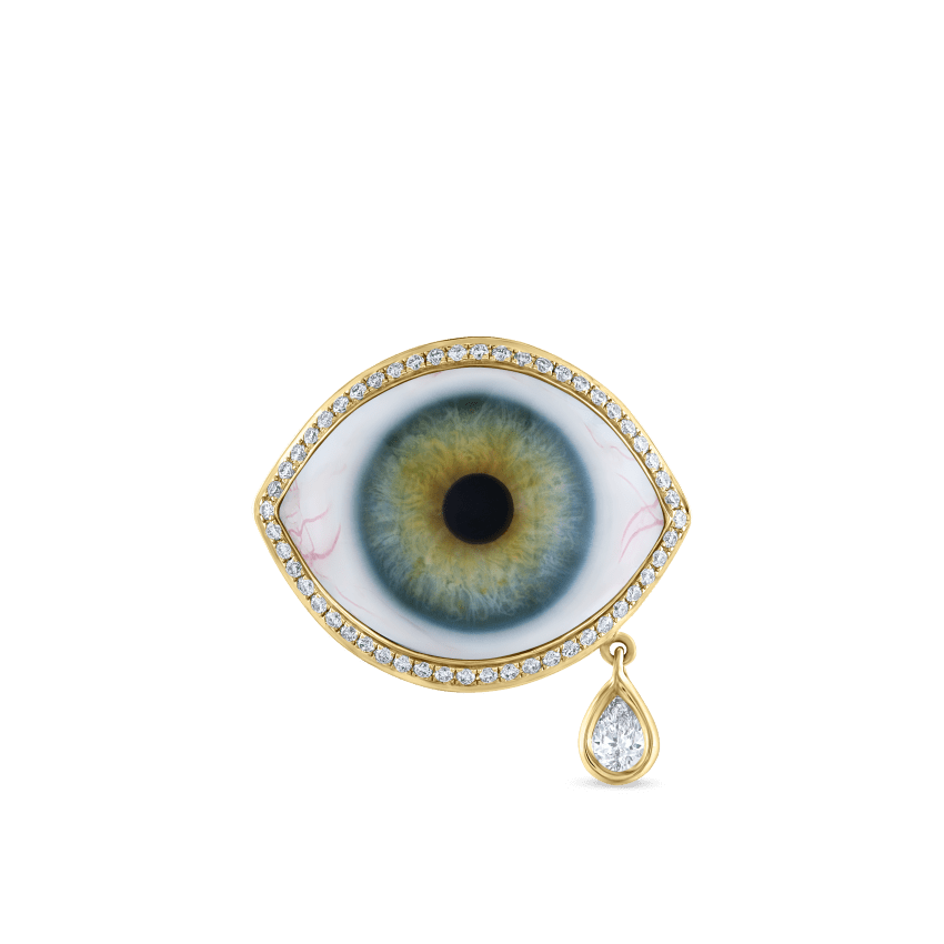 Diamond Halo Teardrop Eye Finger Ring