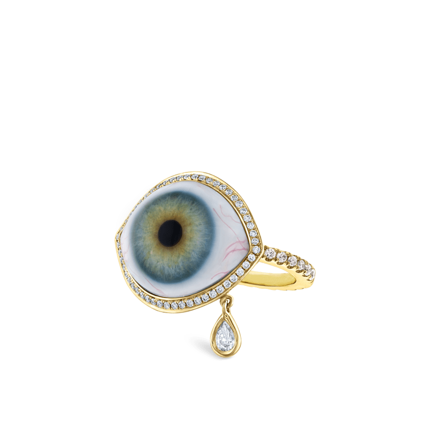 Diamond Halo Teardrop Eye Finger Ring