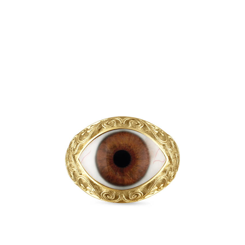 Lace and Pavé Diamond Eye Finger Ring
