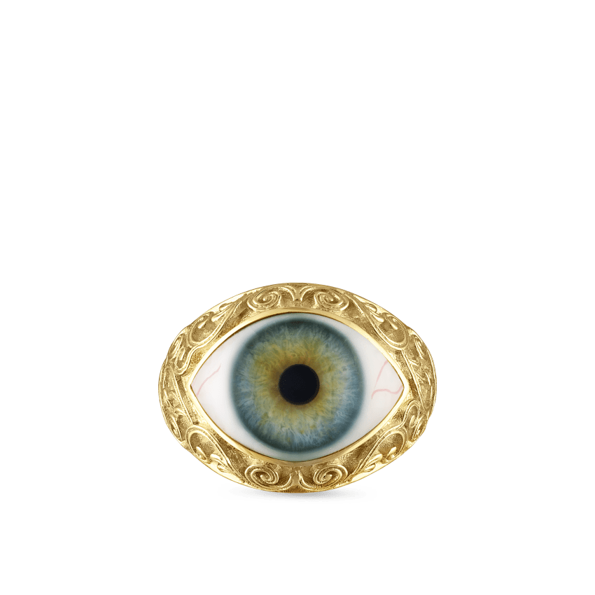 Lace and Pavé Diamond Eye Finger Ring