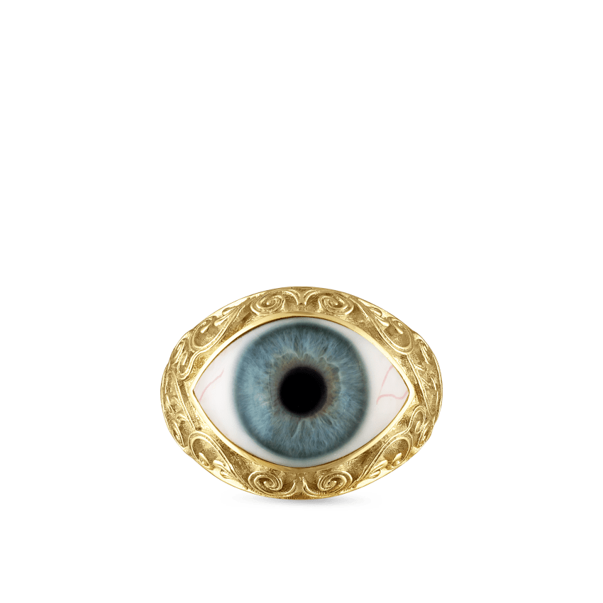 Lace and Pavé Diamond Eye Finger Ring