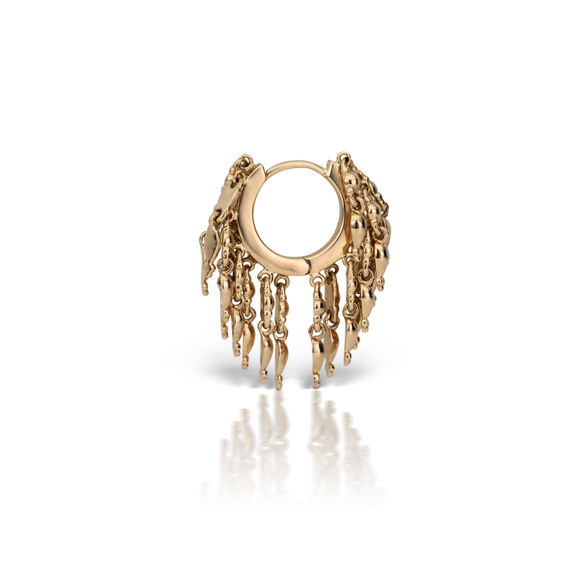 Gold Tassel Eternity Hoop Earring