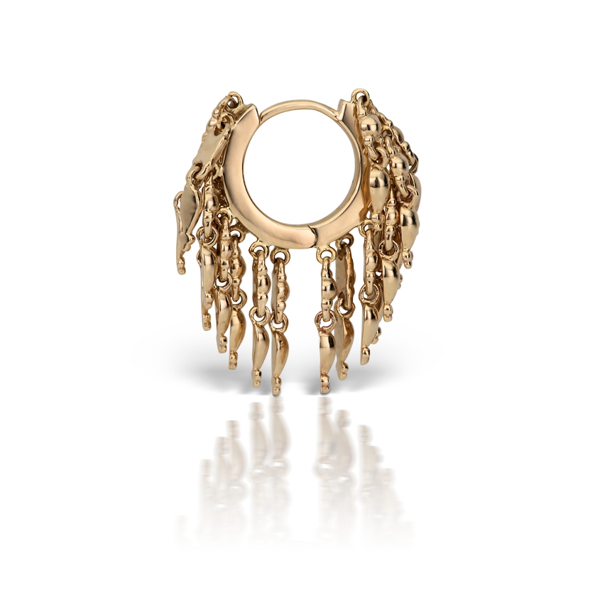 Gold Tassel Eternity Hoop Earring