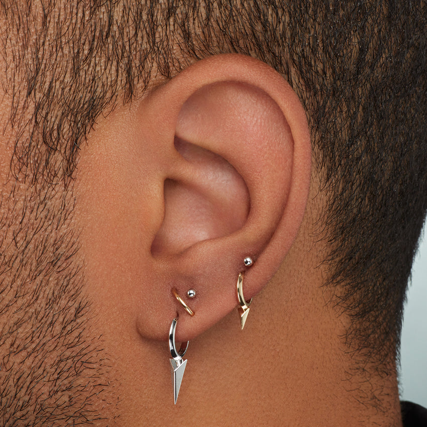 Faceted Single Short Spike Hoop Earring