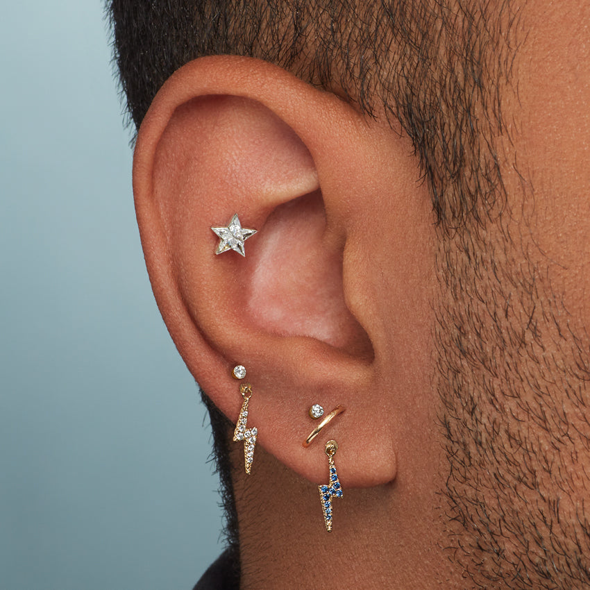 Invisible Set Diamond Star Threaded Stud Earring