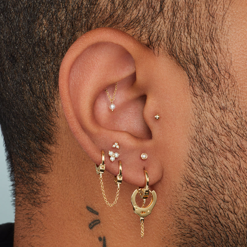 Pearl Trinity Threaded Stud Earring