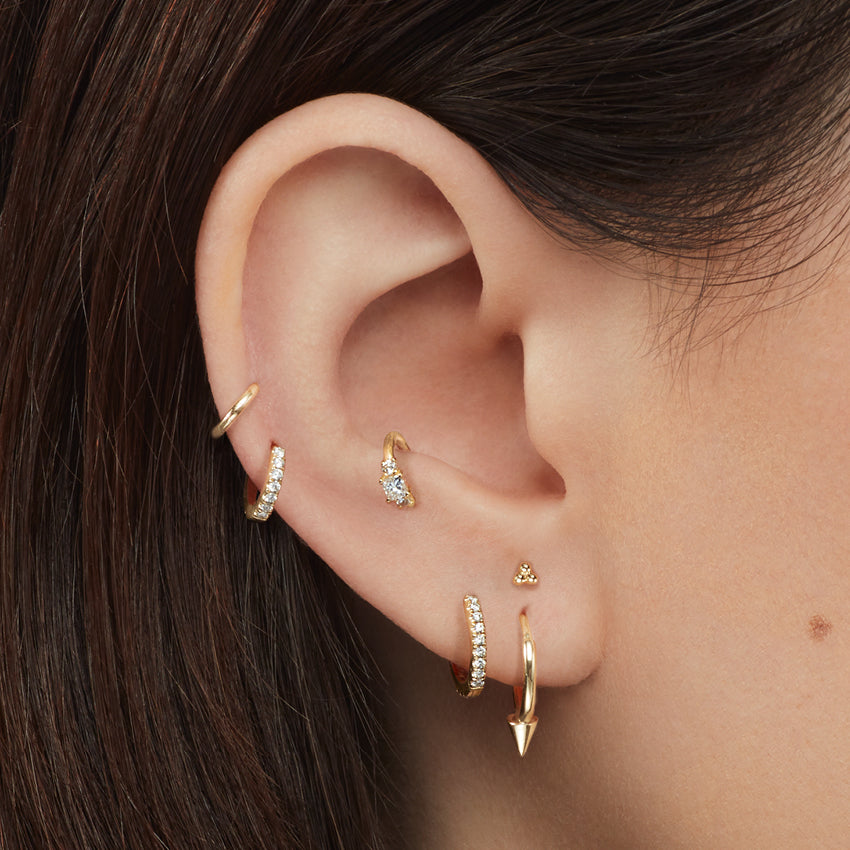 2mm Diamond Princess Hoop Earring