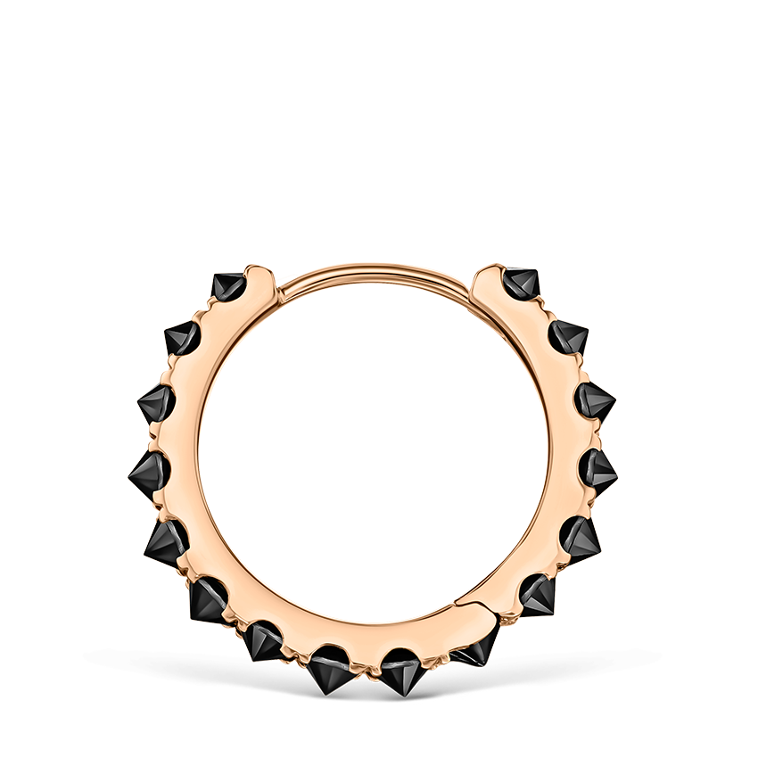 Reverse Set Black Diamond Eternity Hoop Earring