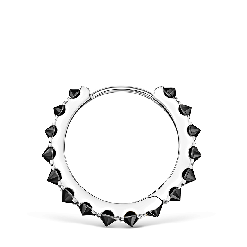 Reverse Set Black Diamond Eternity Hoop Earring