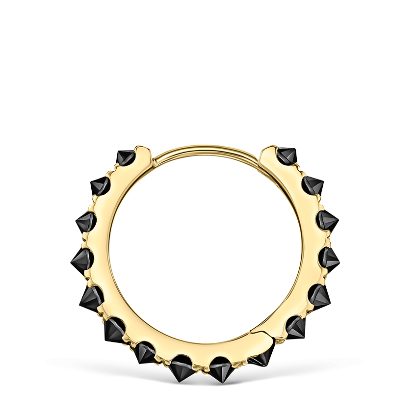 Reverse Set Black Diamond Eternity Hoop Earring