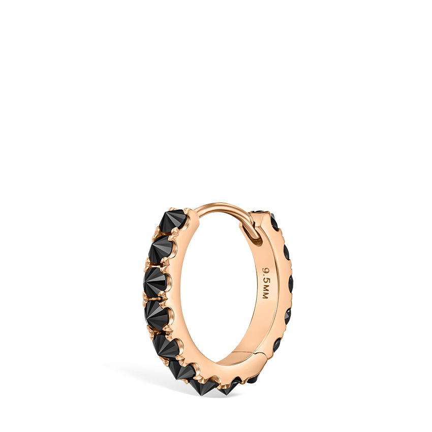Reverse Set Black Diamond Eternity Hoop Earring