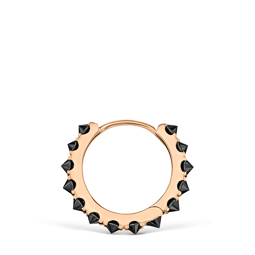 Reverse Set Black Diamond Eternity Hoop Earring