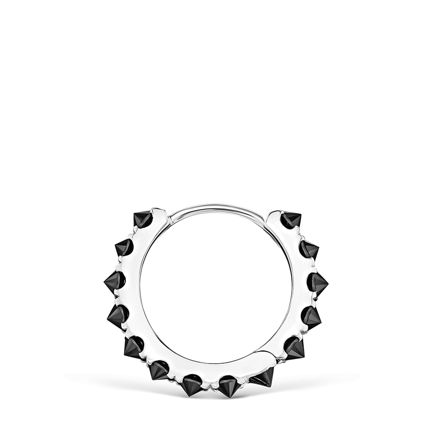 Reverse Set Black Diamond Eternity Hoop Earring