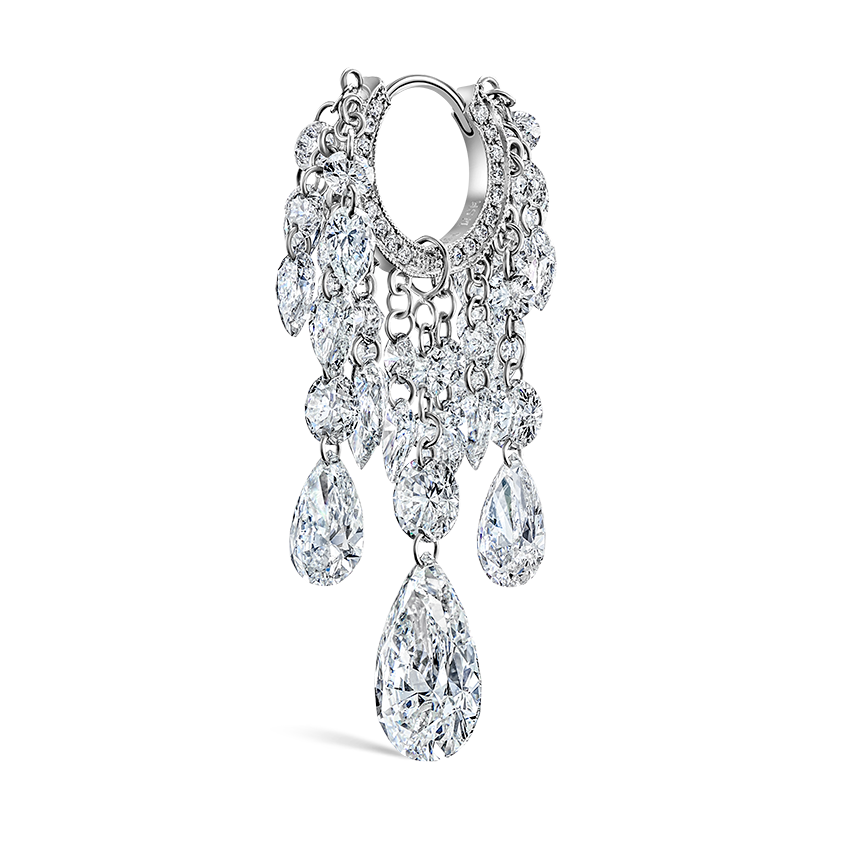 Grand Pear Floating Diamond Tassel