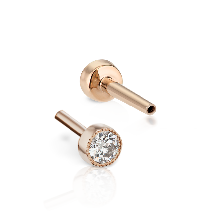 Scalloped Set Diamond Tash Threaded Backing