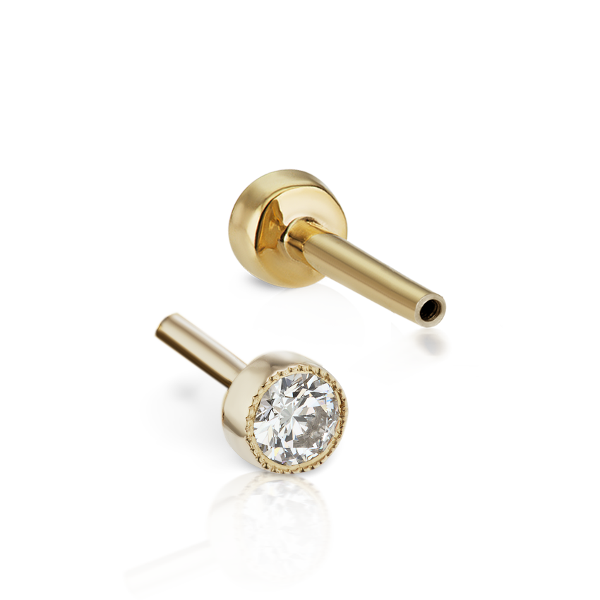 Scalloped Set Diamond Tash Threaded Backing