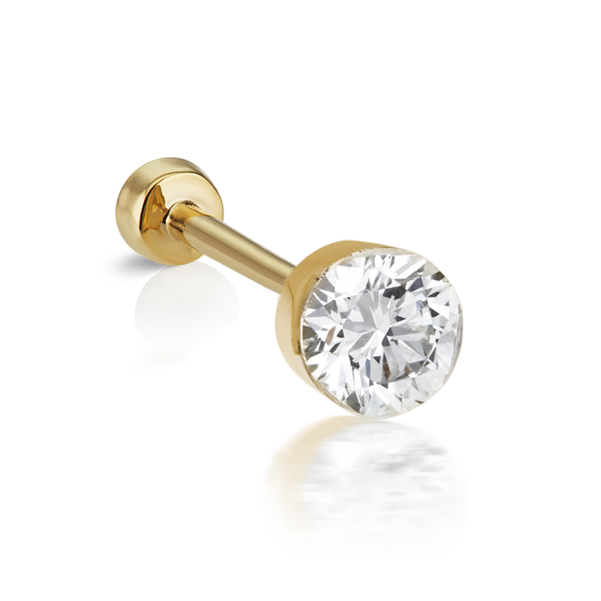 Invisible Diamond Threaded Stud Earring with Diamond Back