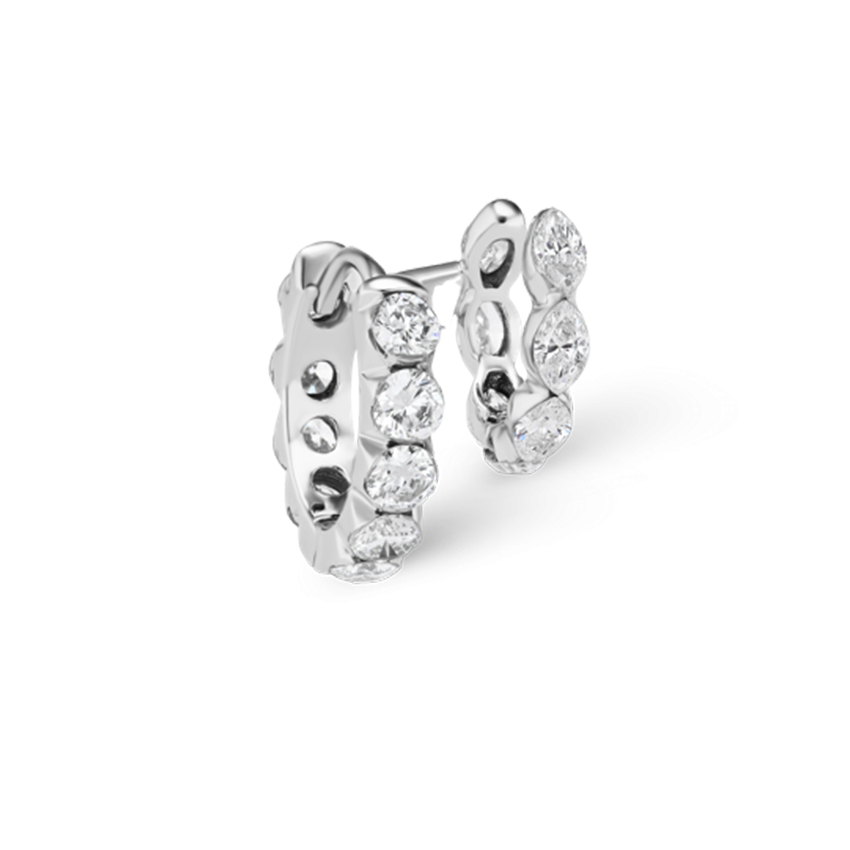 Invisible-Set and Marquise Diamond Eternity Linked Rings