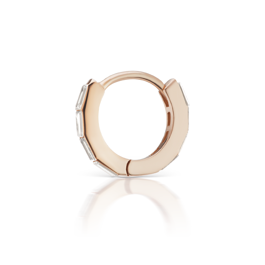 Invisible Set Baguette Diamond Eternity Hoop Earring