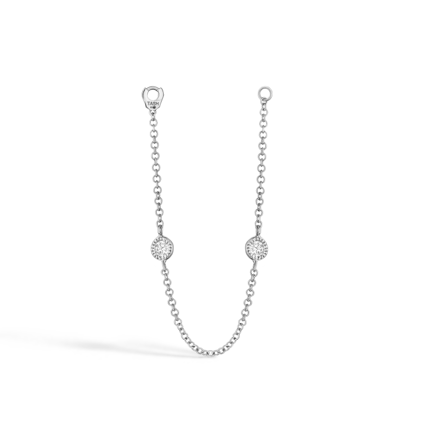 Double Scallop Set Diamond Chain Connecting Charm