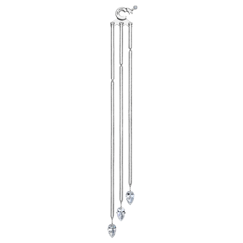 Triple Diamond Eternity Bar Conch Charm & Pear Diamond Dangles
