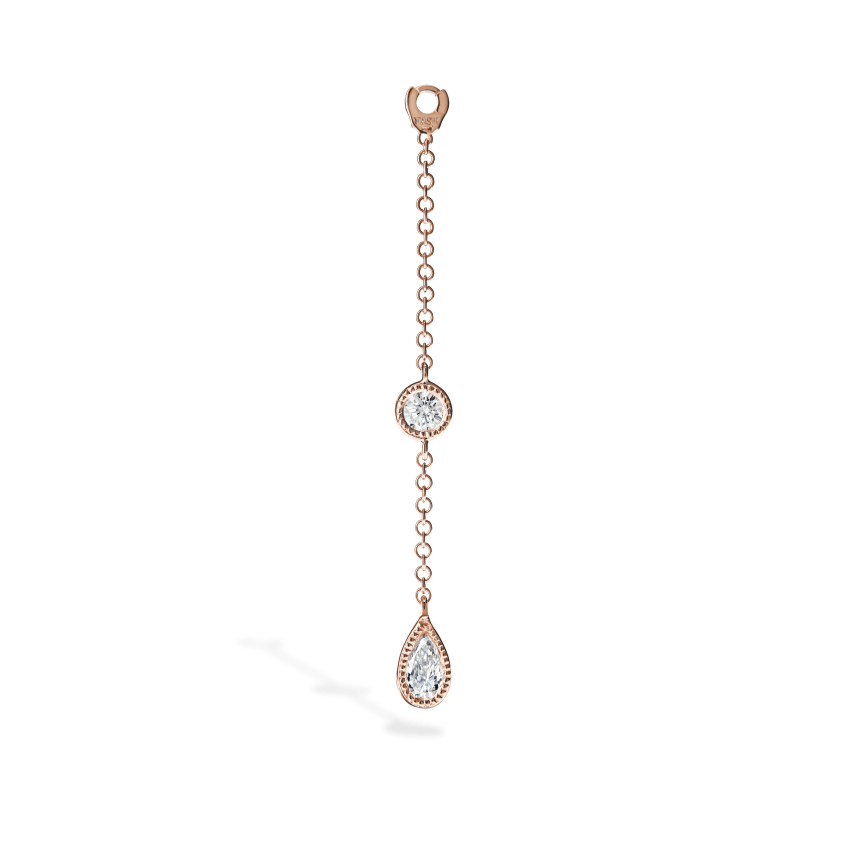 Pendulum Charm Scalloped Set Pear and Round Diamond