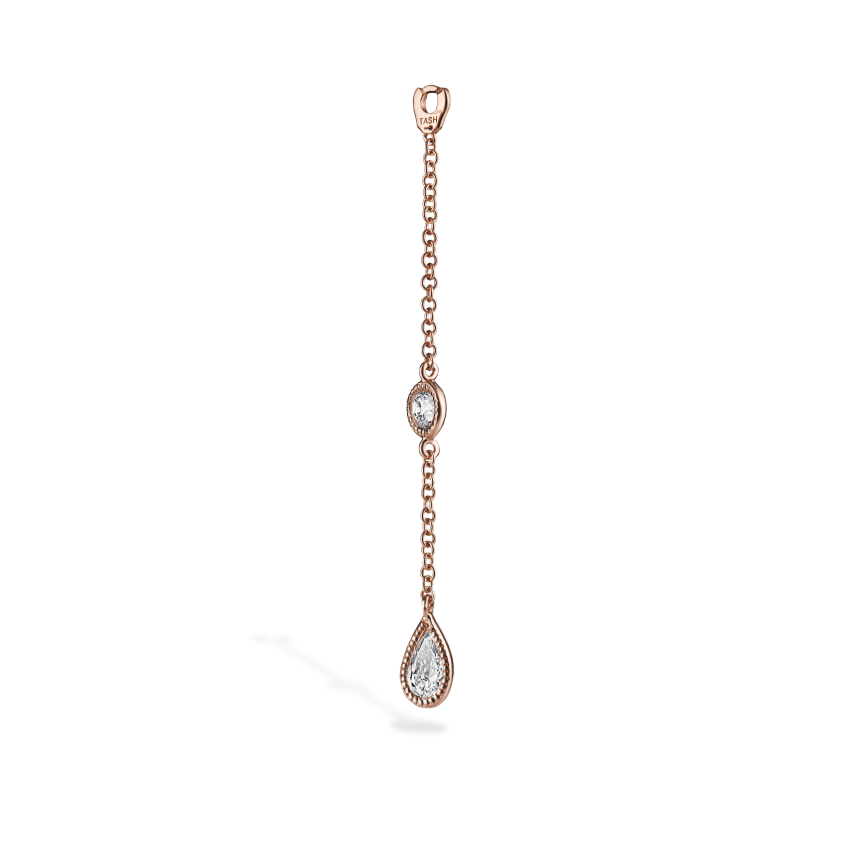 Pendulum Charm Scalloped Set Pear and Round Diamond