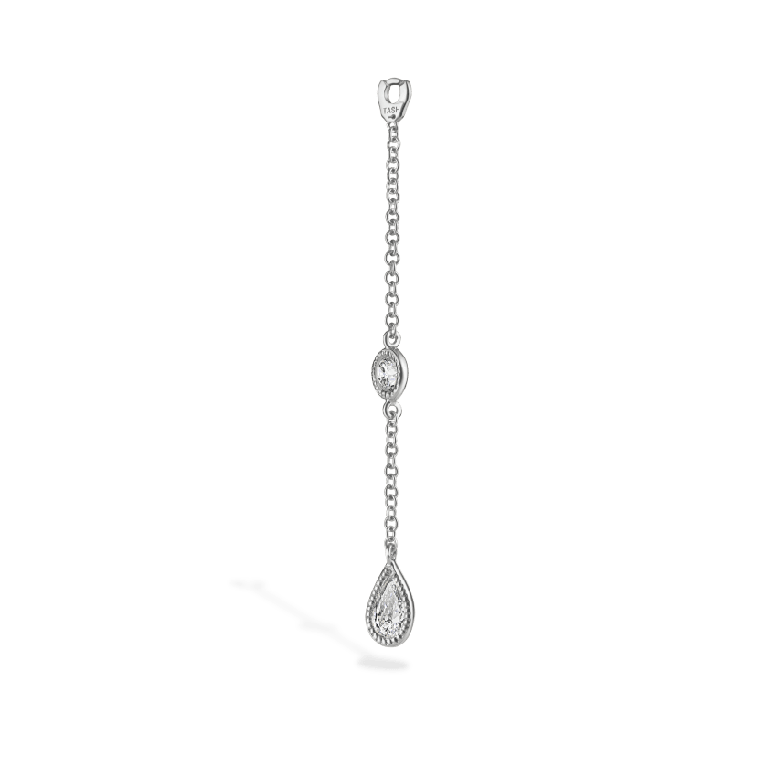 Pendulum Charm Scalloped Set Pear and Round Diamond