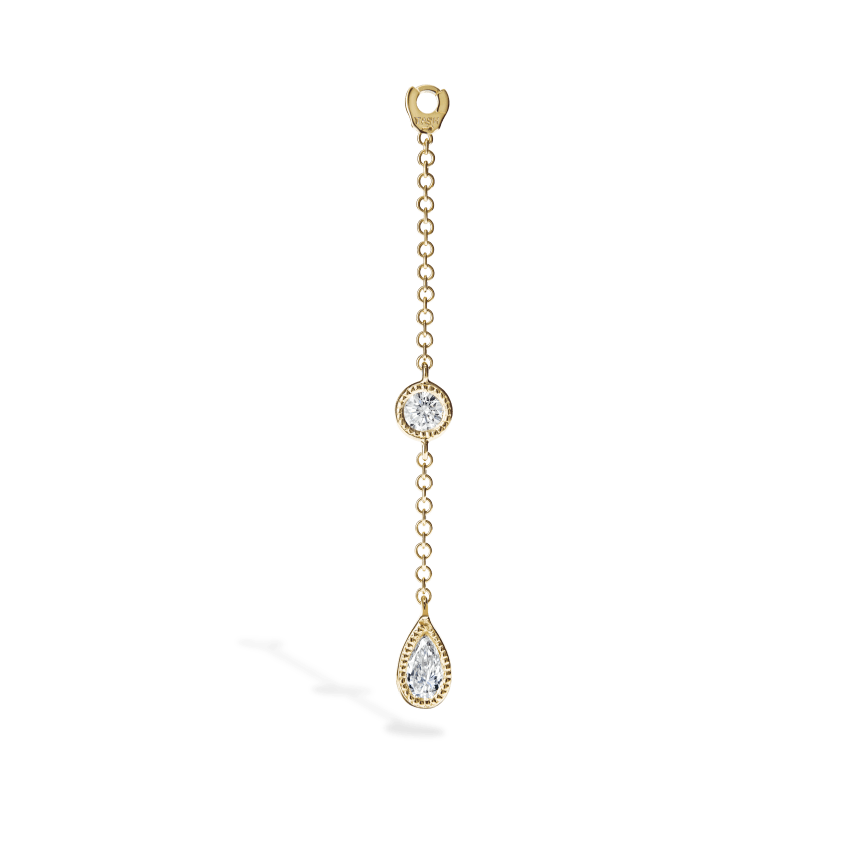 Pendulum Charm Scalloped Set Pear and Round Diamond