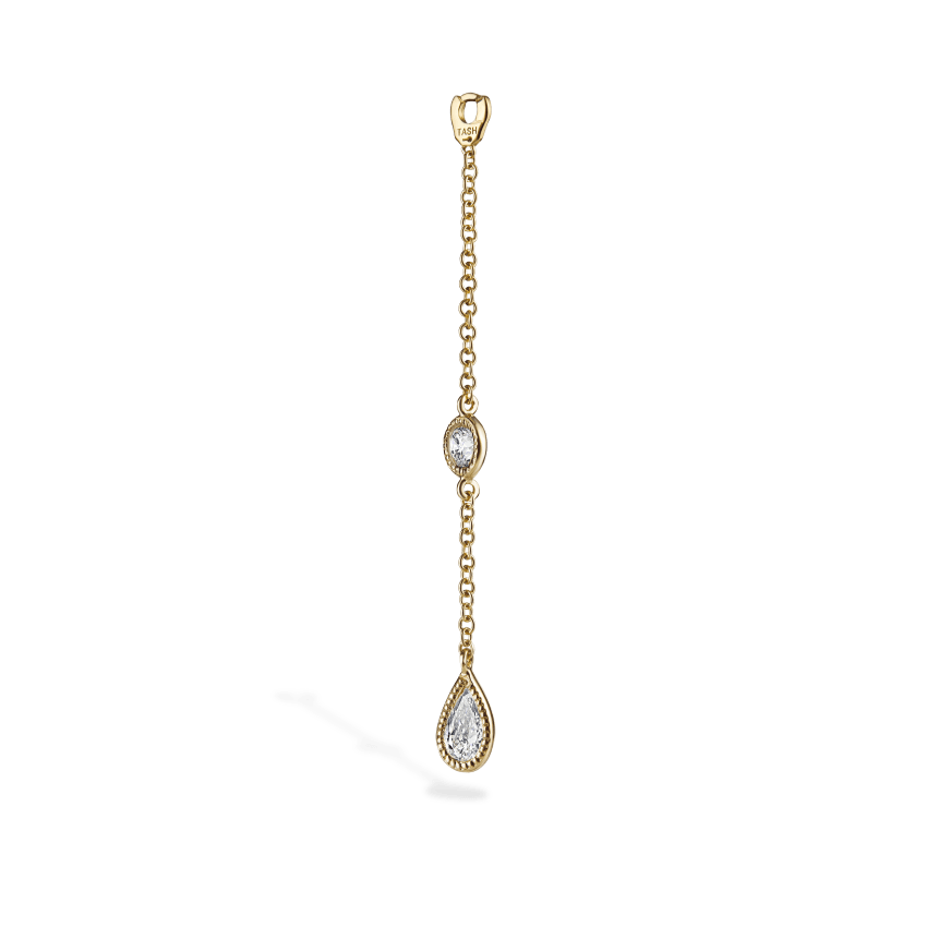Pendulum Charm Scalloped Set Pear and Round Diamond