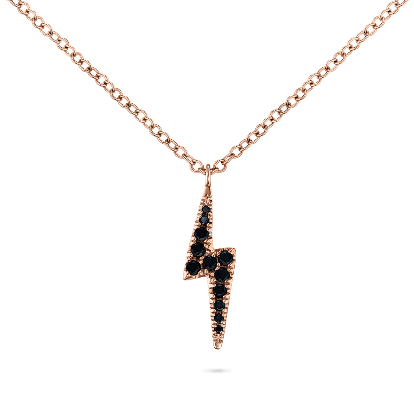 White and Black Diamond Lightning Bolt Necklace