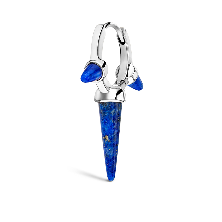 Lapis Triple Long Spike Hoop Earring
