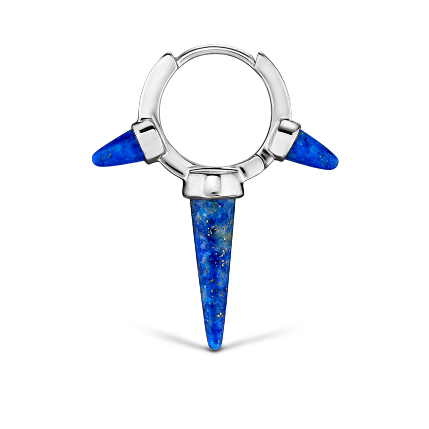 Lapis Triple Long Spike Hoop Earring
