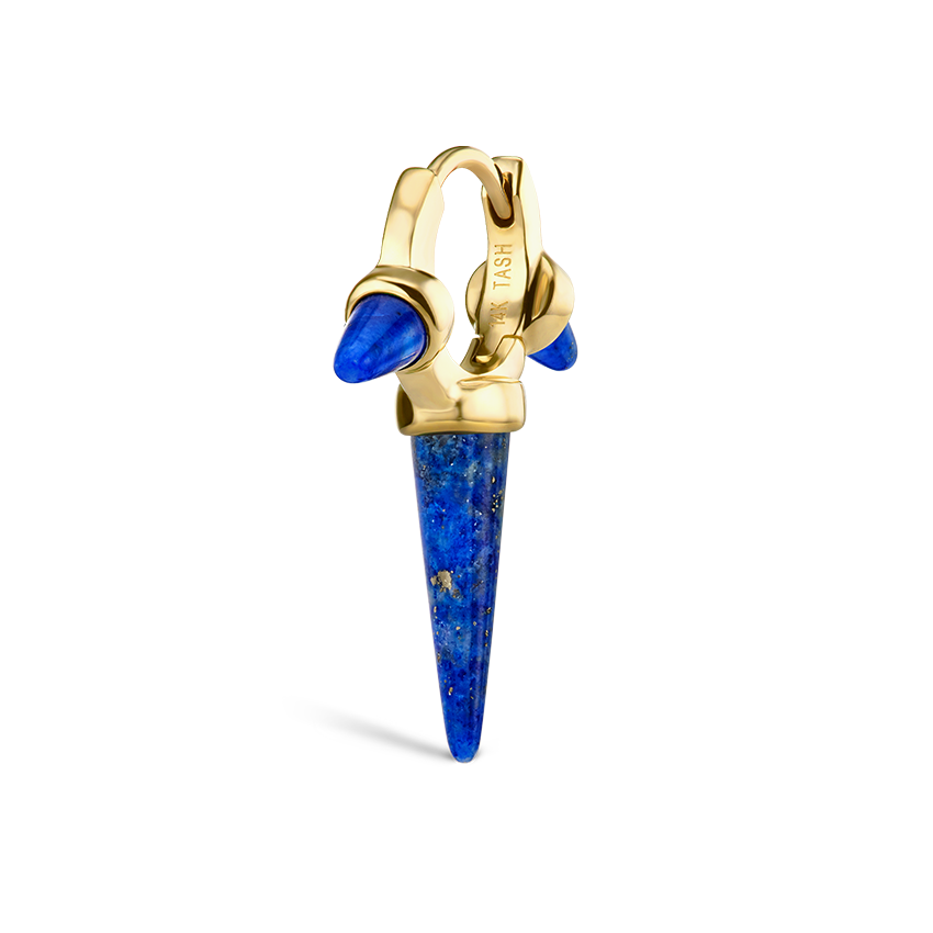 Lapis Triple Long Spike Hoop Earring