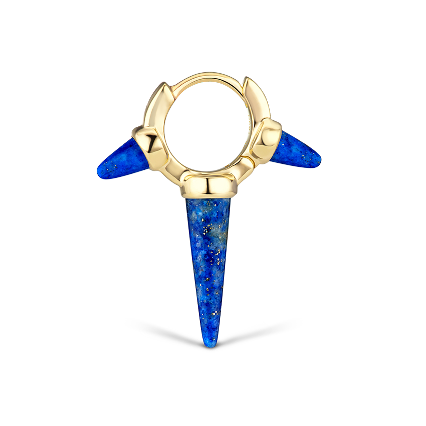 Lapis Triple Long Spike Hoop Earring